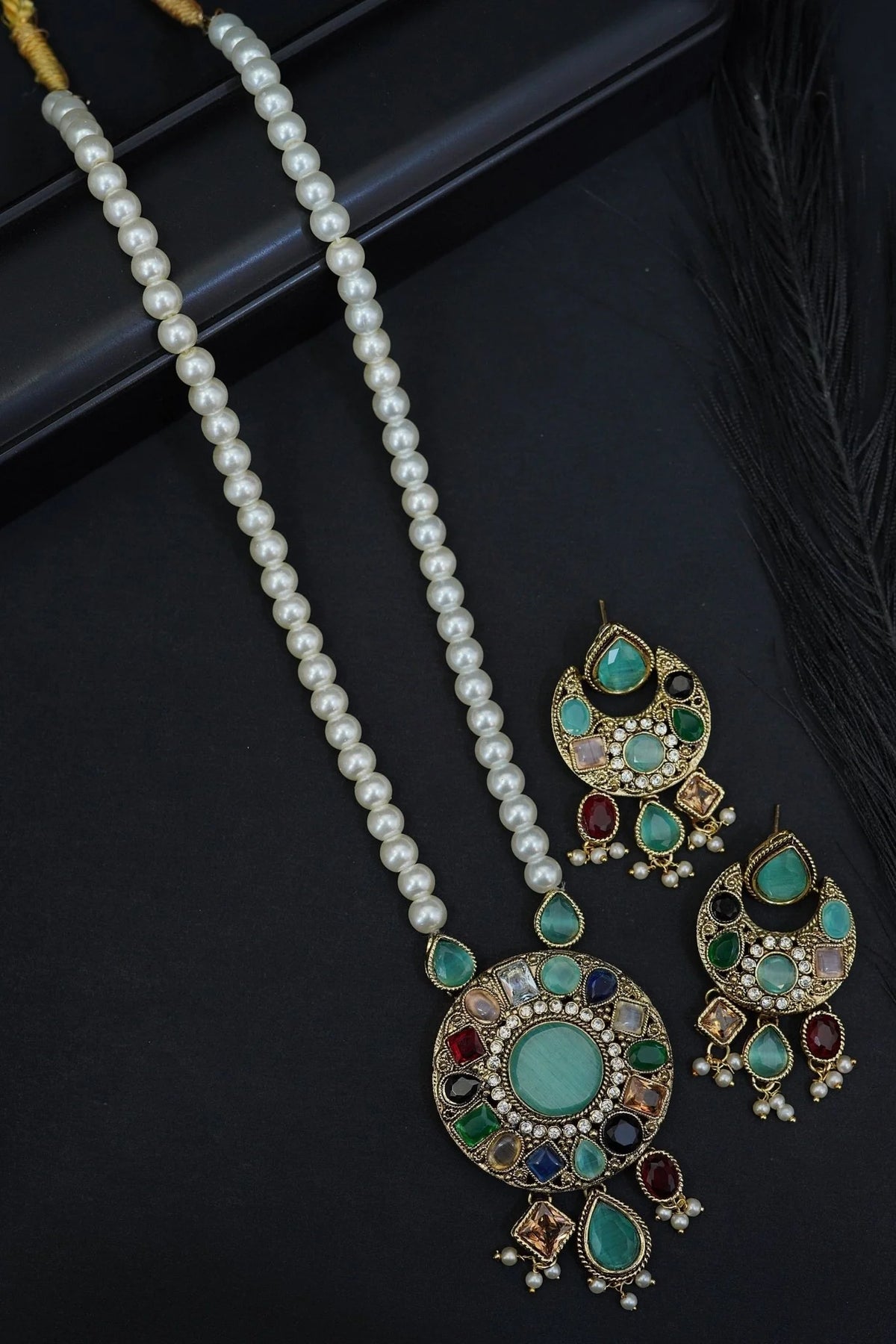 stunning multi colored turkish gemstone long mala set
