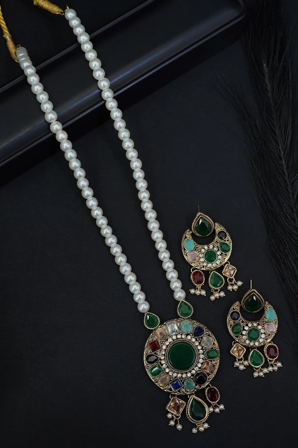 stunning multi colored turkish gemstone long mala set