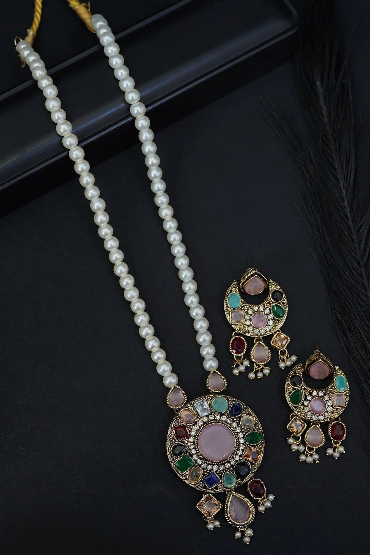 stunning multi colored turkish gemstone long mala set